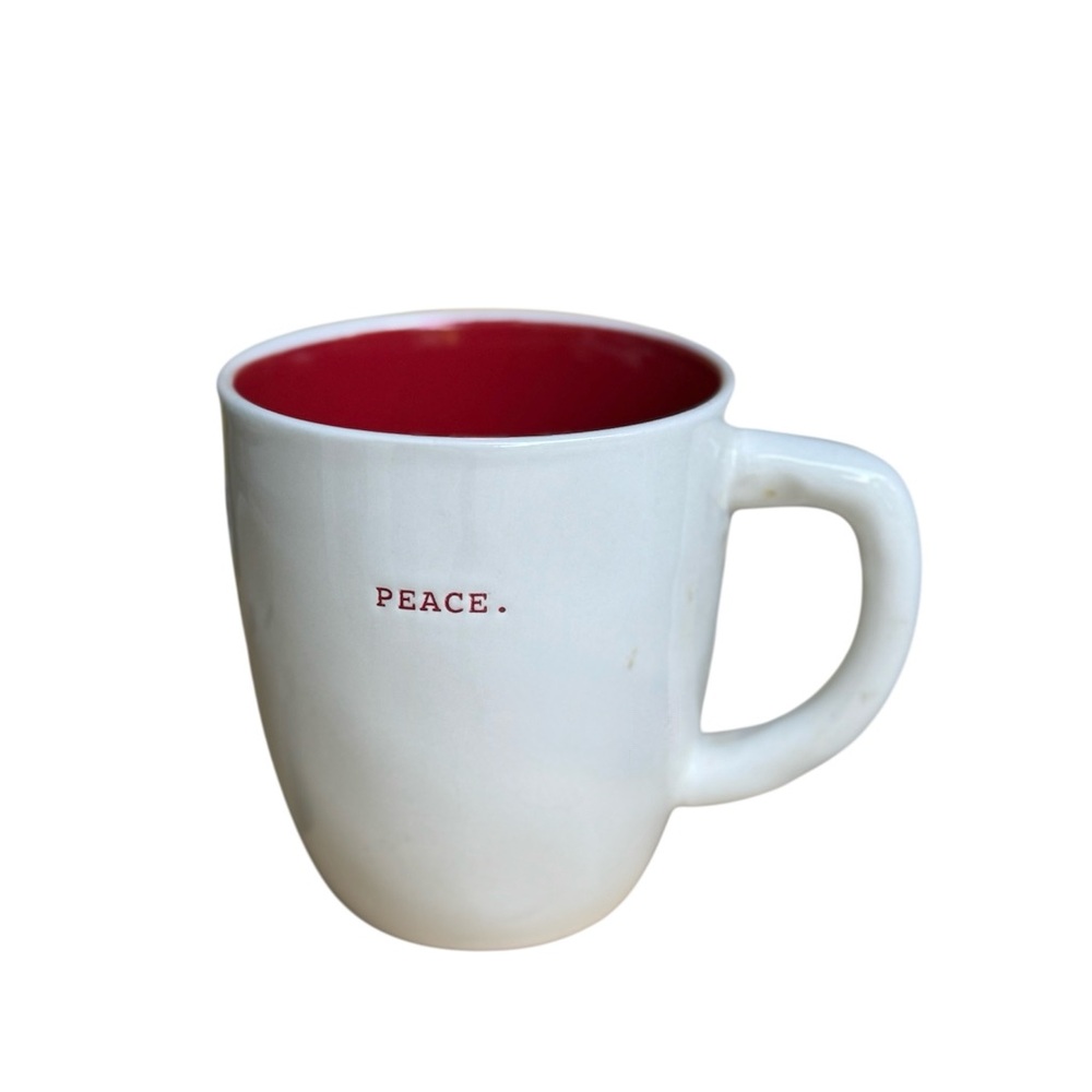 Rae Dunn White and Red Peace Mug